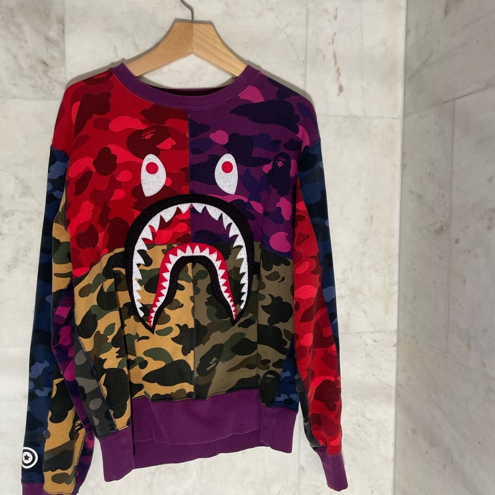 Bape Mix Camo Crazy Shark Crewneck